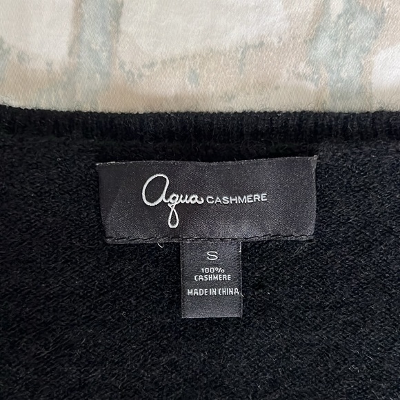 Women’s Aqua Cashmere Black 3/4 Sleeve V Neck Cardigan Sweater Sz Small - Picture 3 of 6